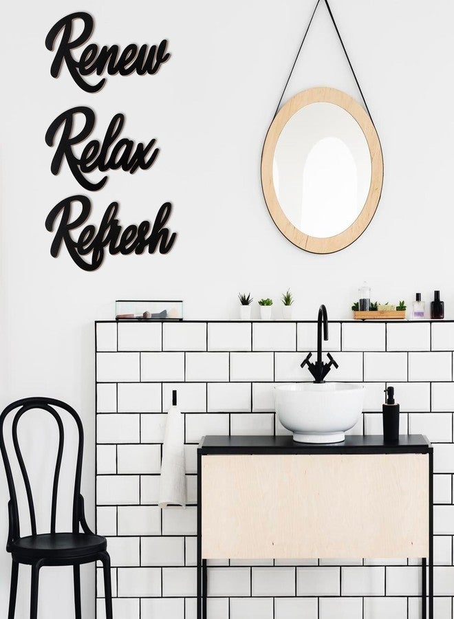 Josojoou 3PCS Relax, Renew, Refresh Bathroom Wall Art, Wooden Black Letter, Bathroom Wall Art Decor, Farmhouse Bath room Arts Signs Can Be Hanged in Any Room - Image 4